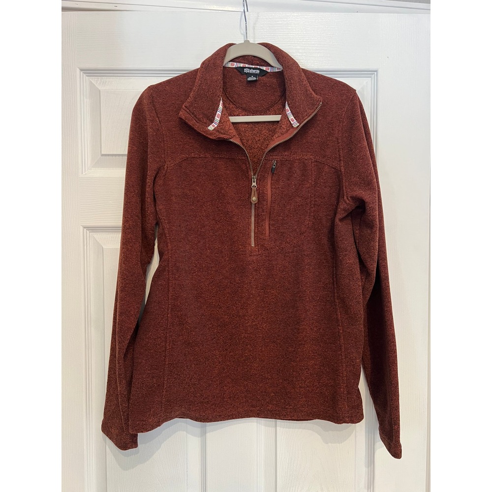 Sherpa Adventure Gear Pullover Rust Red Heathered Knit Quarter-Zip Mens Medium